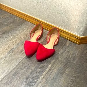 Cute red faux suede flats